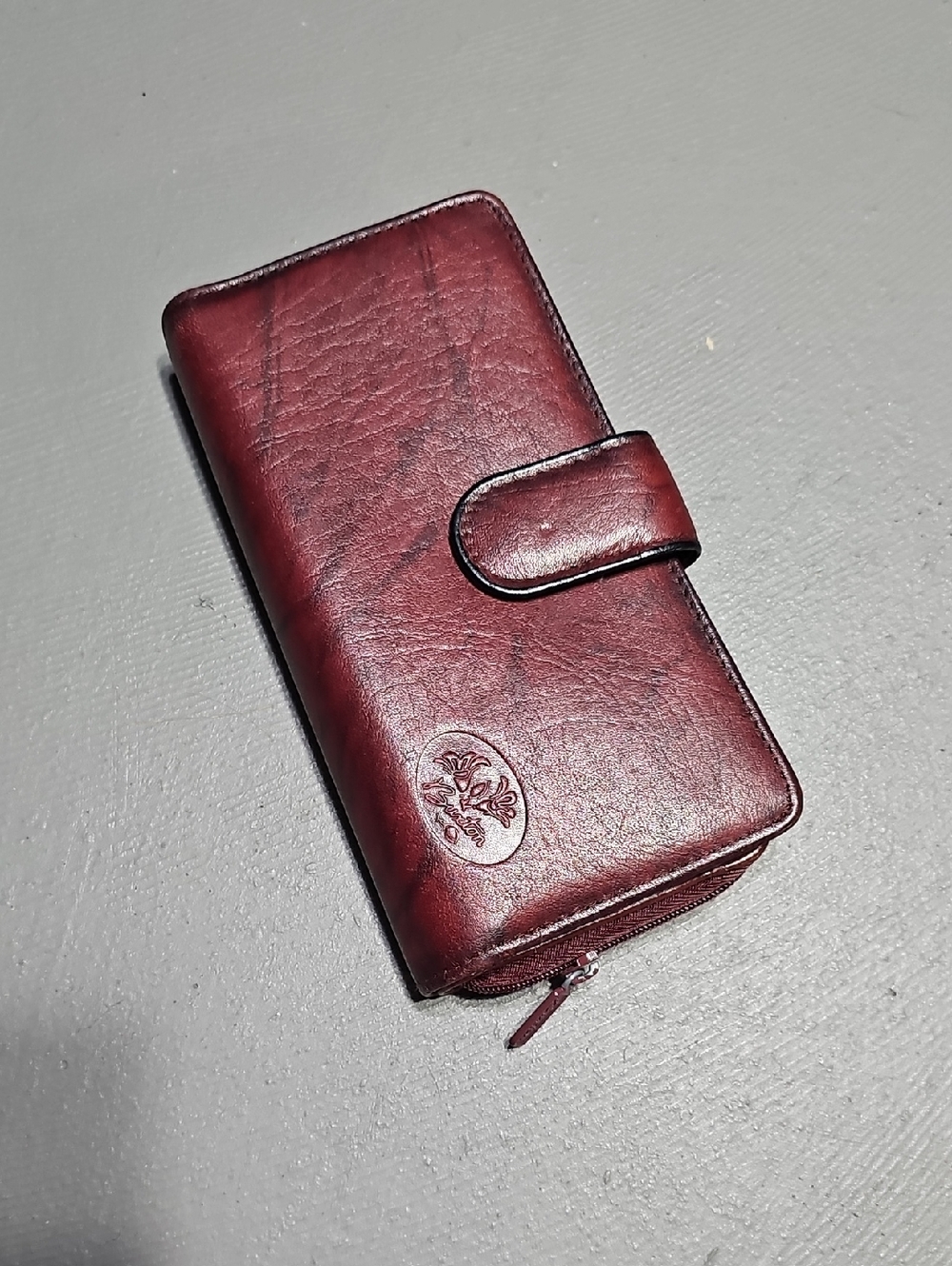 Vintage Julia Buxton Heiress Leather Checkbook Wallet Burgundy EUC
